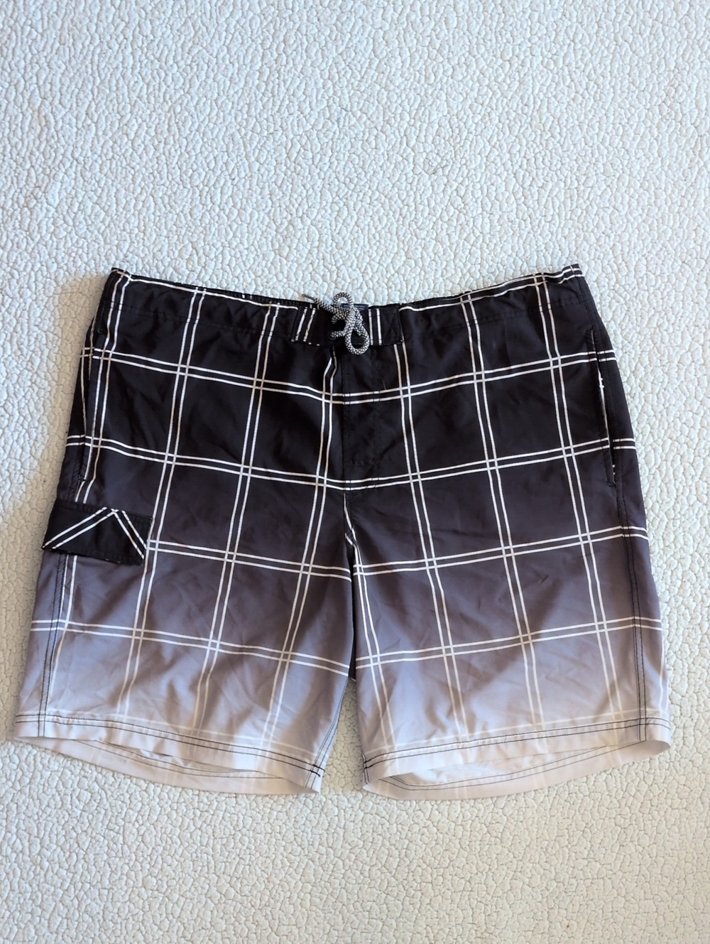 George Pull On Style Window Pane Plaid Ombre Swimming Trunks Summer Resortwear